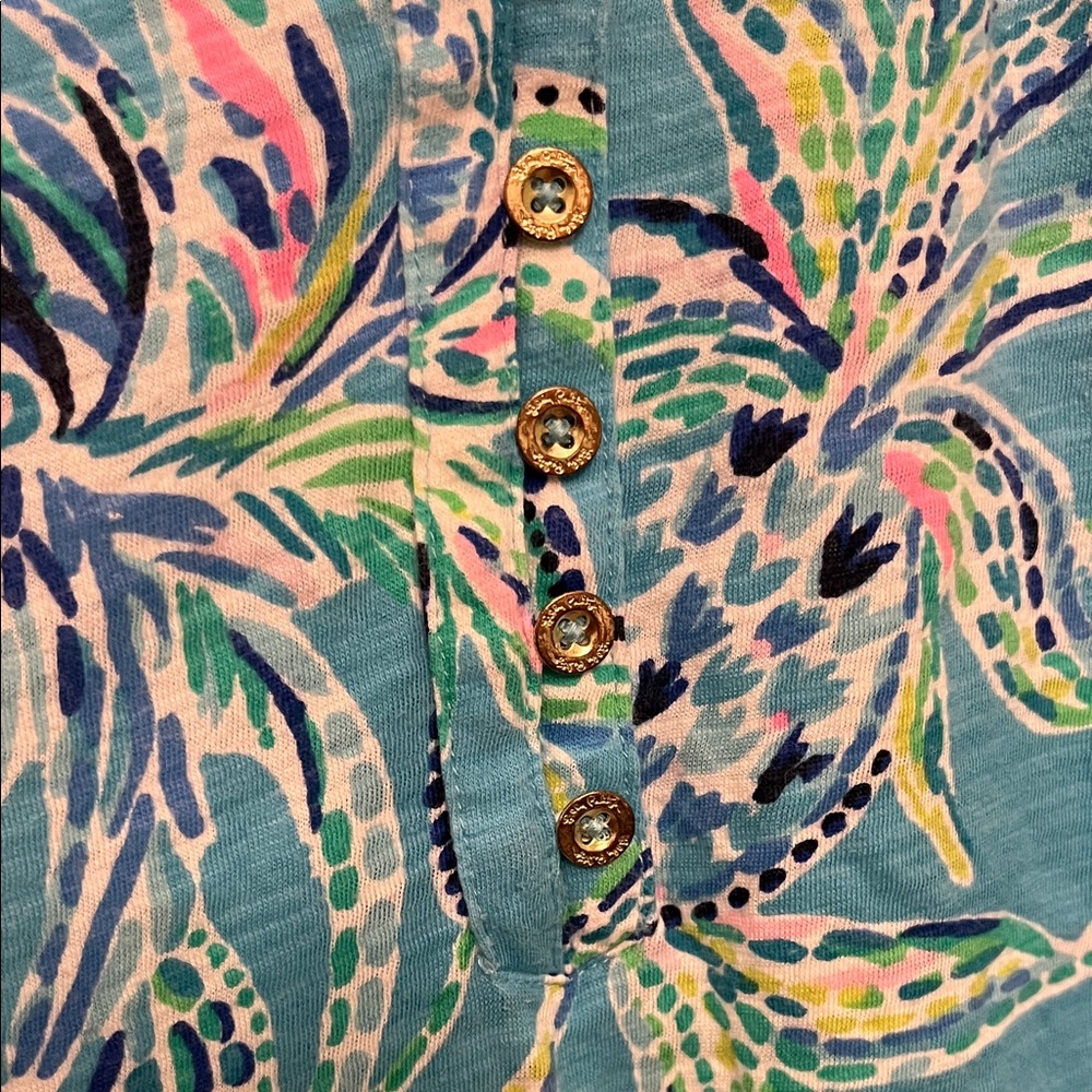Lilly Pulitzer Vibrant Blue Patterned Blouse - Picture 2 of 5